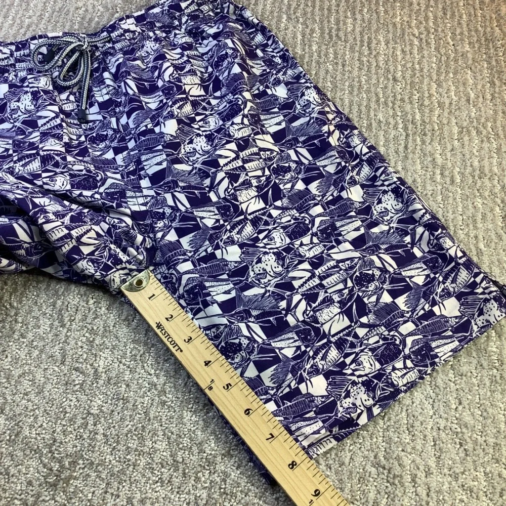 Peter Millar Seaside Men Fish Print Swim Trunks Size‎ S NWT